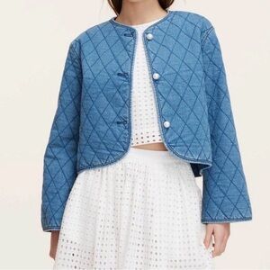 Kate Spade Blue Quilted Jean Jacket